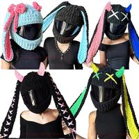 New Motorcycle   Cute Cat Ear  Knitted  Handmade Thick Velvet Hat  for Women Girl Cosplay Styling helmet cover Ride Dust Prot...