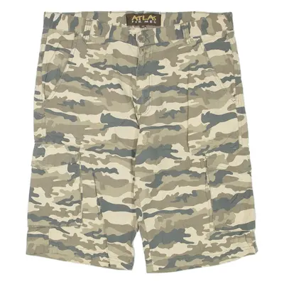 ATLAS Mens Cargo Shorts Beige Camouflage M W34