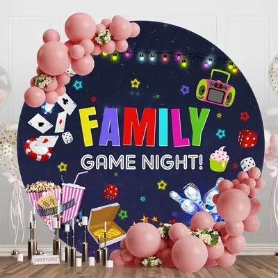 Game Night Star Light Round Dance Party Backdrop - Aperturee