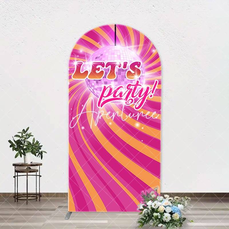 Rainbow Stripe Shine Disco Ball Arch Party Backdrop