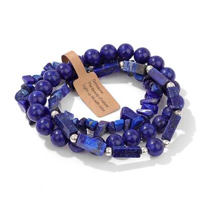 3Pcs Natural Lapis Lazuli Bead Bracelet  Sets for Men