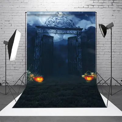 Horror Night Scary Pumpkin Moon Halloween Backdrop - Aperturee