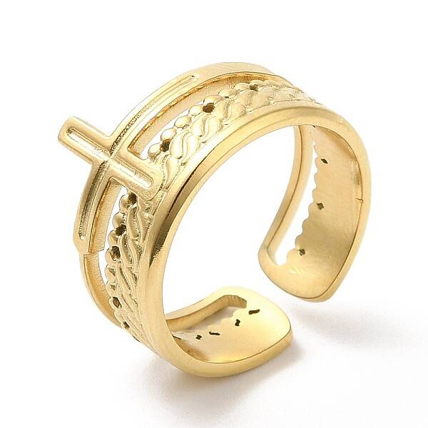 304 Stainless Steel Criss Cross Open Cuff Ring for Women