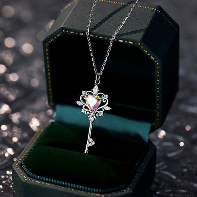 Key 925 Sterling Silver Micro Pave Cubic Zirconia Pendant Necklaces