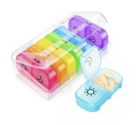 Weekly Pill Organizer for AM & PM, Travel and Portable, 7-Day Pill Box with One-Side Large Openings for Easy to Use