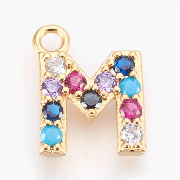 Brass Micro Pave Cubic Zirconia Charms