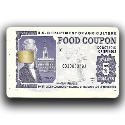 5$ food stamp coupon for debit card sticker