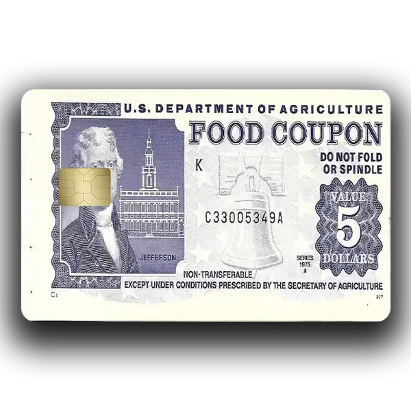 5$ food stamp coupon for debit card sticker