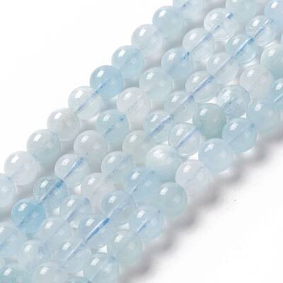 Natural Aquamarine Round Beads Strands