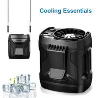 AKLLCCR Waist Fan with LED Emergency Light and Lanyard, Four Speeds Adjustable, Portable Cellphone Holder, Suitable For Outdo...