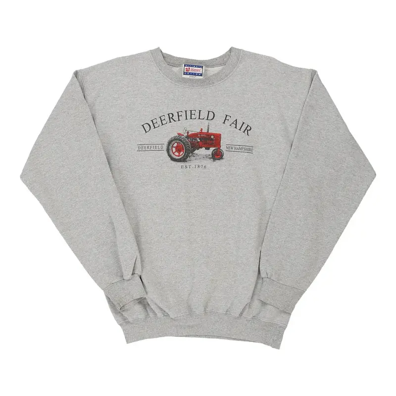 Deerfield Fair Hanes Graphic Sweatshirt - Small Grey Cotton Blend