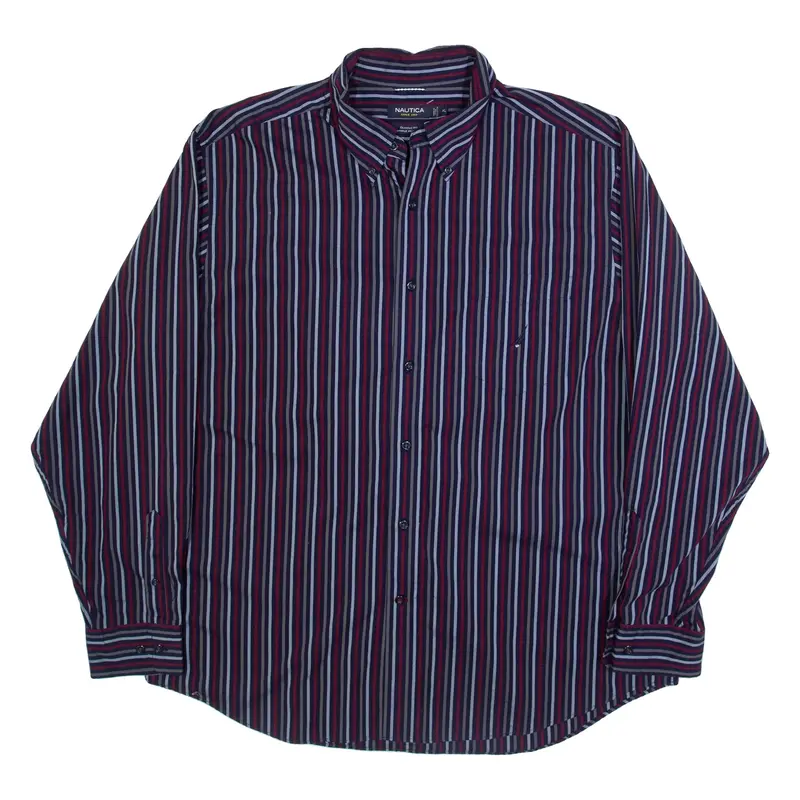NAUTICA Mens Shirt Blue Striped Long Sleeve XL