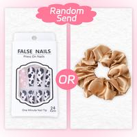 [Random Send] Scrunchies for Women Press on Nails Nails with Black and White Cow Print Design