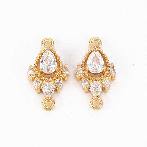 Brass Micro Pave Clear Cubic Zirconia Link Connectors