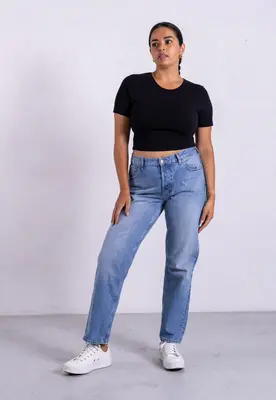 Organic Cotton Crew Cropped T-Shirt, Black | Size: XS
