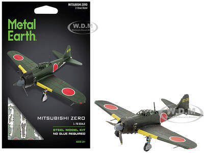 Model Kit Mitsubishi A6M Zero Fighter Aircraft World War II Imperial Japanese Navy (Moderate Difficulty) Steel Model by Metal...