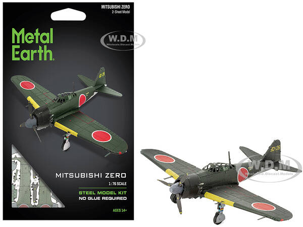 Model Kit Mitsubishi A6M Zero Fighter Aircraft World War II Imperial Japanese Navy (Moderate Difficulty) Steel Model by Metal...