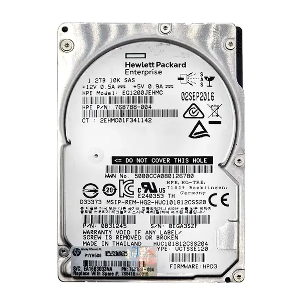 768788-004 HP 1.2TB 12Gb/s SAS 10000 2.5-inch Hard Drive