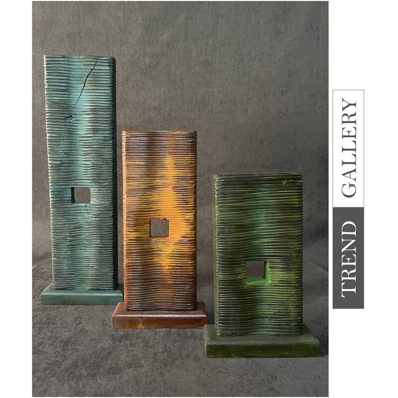 Abstract Set of Three Figurines Wood Sculpture Hand Carved Creative Art Original Home Decor | THREE TIMES