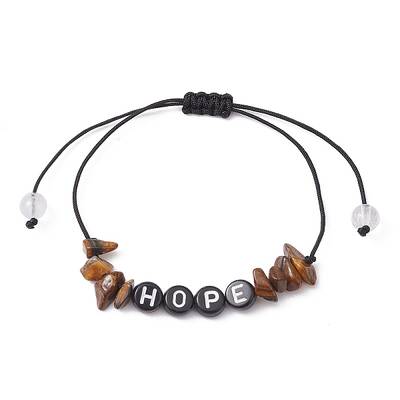 Natural Tiger Eye Chip Braided Bead Bracelets