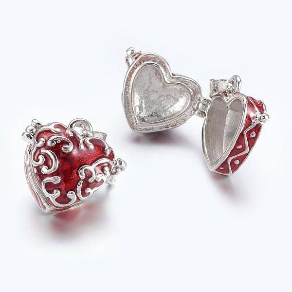 Heart Brass Enamel Prayer Box Pendants