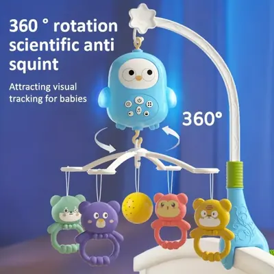 Infant Baby Music Rotating Bed Bell Toy, Cute Shape Modern Baby Hanging Mobile Baby Rattle Music Bed Head Bell Toy Home Use e...