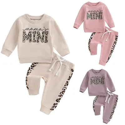 Mamas Mini Baby Girl Outfits Toddler Solid Color Long Sleeve Pullover Sweater Tops Elastic Waist Pants Fall Winter Sweatsuit ...