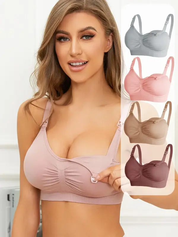 Maternity Solid Color Wireless Bra, High Stretch Seamless Nursing Bra, Maternity Underwear for All Seasons,  Nursing Bras