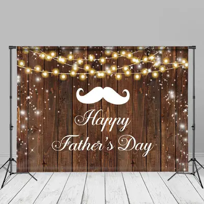 Moustache Glitter Wooden Fathers Day Backdrop For Photo - Aperturee