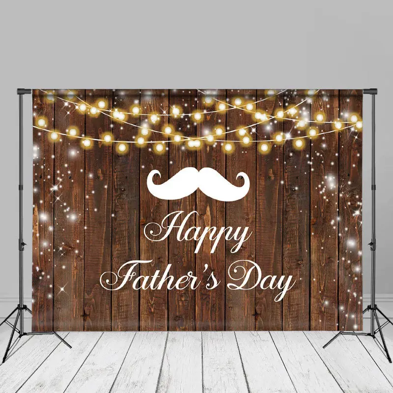 Moustache Glitter Wooden Fathers Day Backdrop For Photo - Aperturee