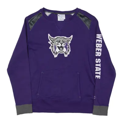 CHAMPION Weber State Wildcats USA Sweatshirt Purple V-Neck Womens XL
