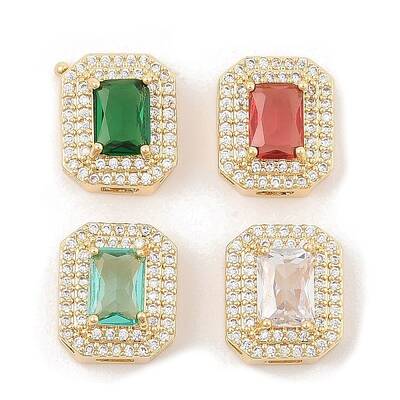 Brass Micro Pave Cubic Zirconia Slide Charms