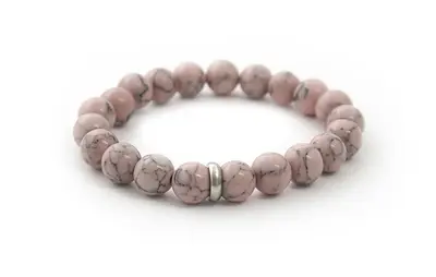 Agato MINK38/17 Pink Howlite Bead Bracelet