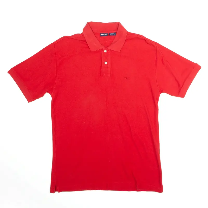 FILA Embroidered Red Short Sleeve Polo Shirt Mens L