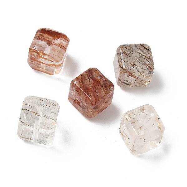 Natural Gold Black Rutilated Quartz Beads