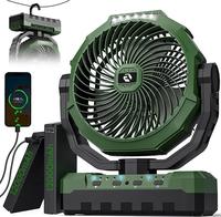 FRIZCOL Camping Fan - Portable Fan Rechargeable - 24000mAh/12000mAh 9-Inch Battery Powered Fan(140Hrs/70Hrs) - USB Fan with L...