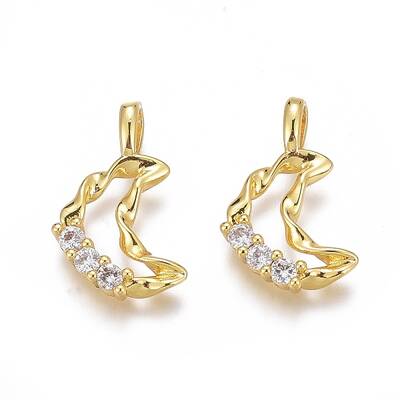 Brass Micro Pave Clear Cubic Zirconia Pendants