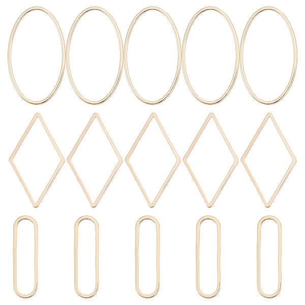 Beebeecraft 60Pcs/Box 3 Style 18K Gold Plated Linking Rings Rhombus Oval Jewelry Connector Charms for DIY Necklaces Bracelets...