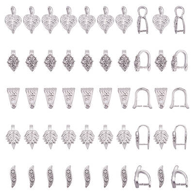 PH  30pcs 5 Styles Brass Pinch Bails Ice Pick Pinch Clip Clasp Bail Necklace Clasps for DIY Crafting Necklace Bracelet Jewelr...
