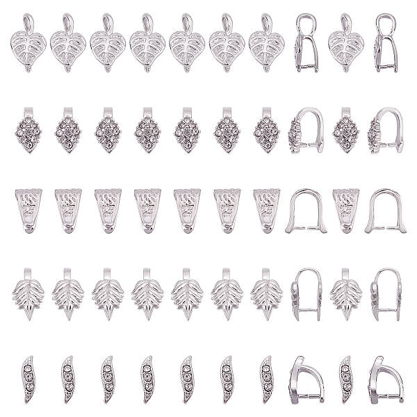 PH  30pcs 5 Styles Brass Pinch Bails Ice Pick Pinch Clip Clasp Bail Necklace Clasps for DIY Crafting Necklace Bracelet Jewelr...