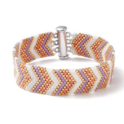 Seed Arrow Beaded Bracelet with Brass Magnetic Clasps