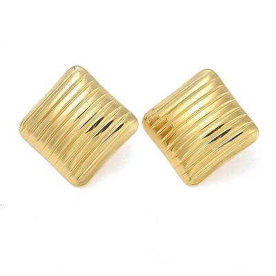 Stripe Theme Ion Plating(IP) 304 Stainless Steel Stud Earrings for Women