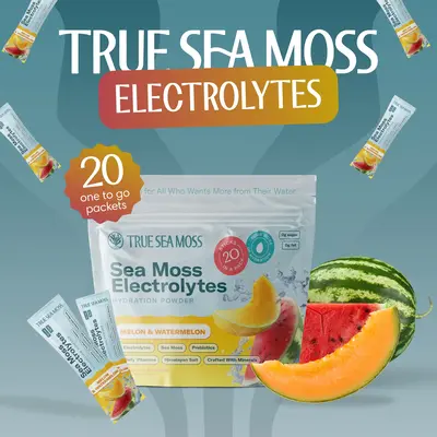 True Sea Moss Electrolytes – Melon & Watermelon – Natural from Wild Sea Moss with Himalayan Salt & Vitamins – Supports ...