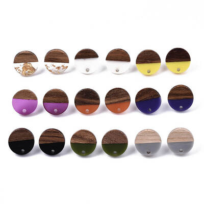 Resin & Walnut Wood Stud Earring Findings