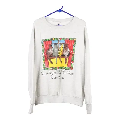 Delta Christmas Sweatshirt - Large Grey Cotton Blend