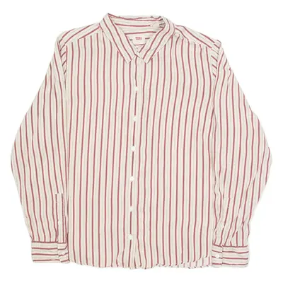 LEVI'S Mens Shirt Beige Striped Long Sleeve XL