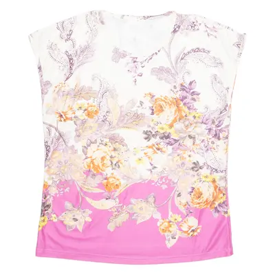 Womens Printed Vest White Sleeveless Faux Silk Floral UK 12
