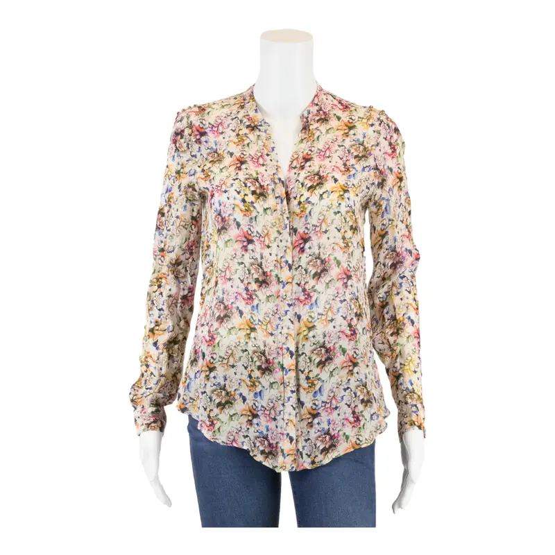 ZARA WOMAN Shoulder Studs Lightweight Cream Basic Blouse S