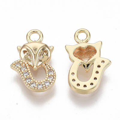 Brass Micro Pave Clear Cubic Zirconia Charms