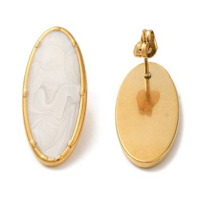 Ion Plating(IP) 304 Stainless Steel Oval Stud Earrings